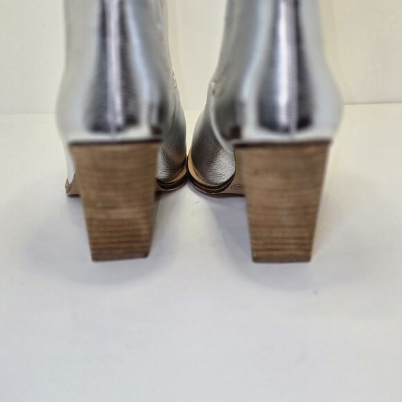 Chinese Laundry Metallic Silver Block Heel Western Boots Festival Disco Glam 10 - Picture 7 of 15